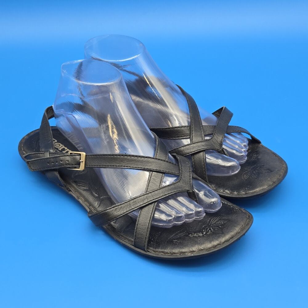 Born Mai Leather Strappy Sandals Women’s Size 10 Black Slingback Comfort - Picture 4 of 11